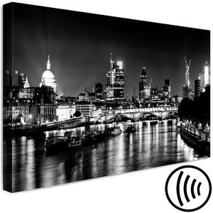Obraz Bílé odlesky (1-dílný) - černobílý městský krajinný Londýn