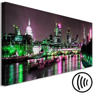 Obraz Londýnská světla (1-dílná) úzká zeleno-růžová