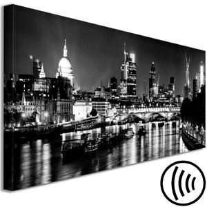 Obraz Městské světlo (1-dílný) - černobílá architektura Londýna v noci