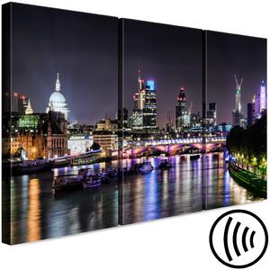 Obraz Londýnský triptych na břehu řeky - snímek nočního města s mostem