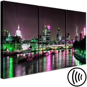 Obraz Londýnská světla (3dílná) zeleno-růžová