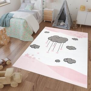 Makro Abra Dětský kusový koberec LUNA DS79B Mráčky růžový / bílý Rozměr: 180x250 cm