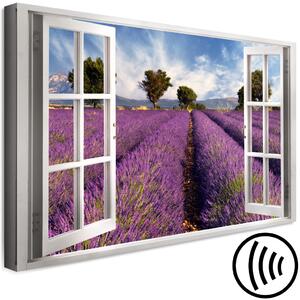Obraz Krajina levandulové přírody (1-dílný) - voňavý ráj za oknem
