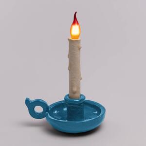 LED deko stolní lampa Grimm Bugia svíčka modrá