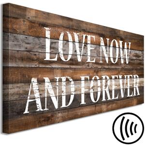Obraz Láska navždy (1-dílný) - nápisy v angličtině na dřevěném pozadí