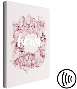 Obraz Vonící dům (1-dílný) svislý - anglický text a růžové květy