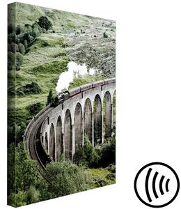 Obraz Cestování časem (1-dílný) svislý - krajinářský pohled na most s vlakem