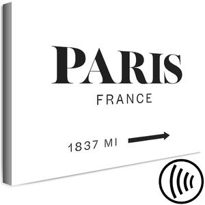 Obraz Pařížský šarm (1-dílný) široký - černý anglický nápis "Paříž"