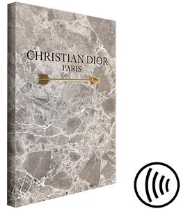 Obraz Christian Dior (1-dílný) svislý - název módní značky na mramorovém pozadí