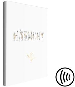 Obraz Harmonie (1-dílný) svislý - text s zlatými květinovými doplňky