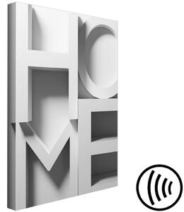 Obraz 3D dům - trojrozměrný nápis Home v bílé, šedé a černé barvě
