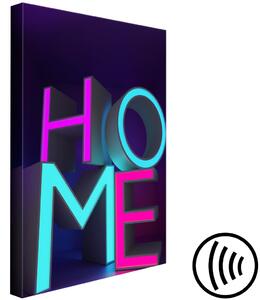 Obraz Neon Home (1-dílný) svislý - Neonový anglický nápis ve 3D