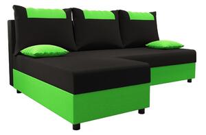 Rohová sedací souprava SANVI - černá / zelená