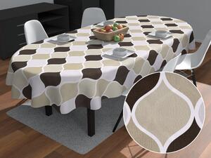 Biante Bavlněný oválný ubrus Sandra SA-303 Hnědo šedé designové vlny 80x120 cm