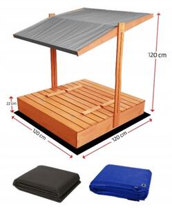 ELIS DESIGN Set - Pískoviště s krytem/lavičkami a šedou stříškou předvrtané impregnované premium