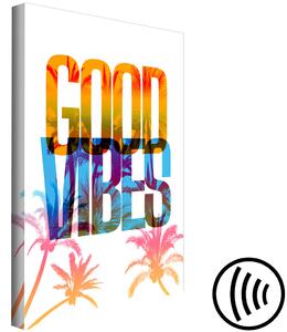 Obraz Good Vibes (1-dílný) svislý - kompozice s palmami a texty