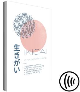 Obraz Ikigai (1-dílný) svislý - minimalistická kompozice s nápisy