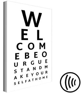 Obraz Vítejte (1-dílný) svislý - černý anglický text na bílém pozadí