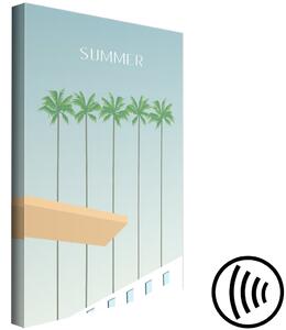Obraz Letní čas (1-dílný) - Krajina s palmami a nápisem "léto" v angličtině