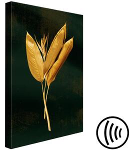Obraz Kytice listů (1-dílný) - krajina se zlatými rostlinami na černém pozadí