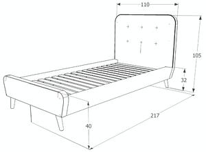 Čalouněná postel TIFFANY 90 x 200 cm, šedá