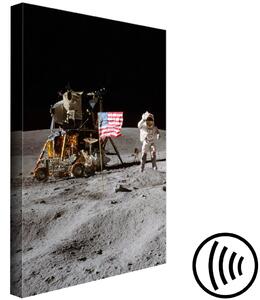 Obraz Přistání na Měsíci - fotografie astronauta, lodi a vlajky ve vesmíru