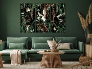 Obraz Tropická džungle - triptych s exotickými zvířaty mezi listy