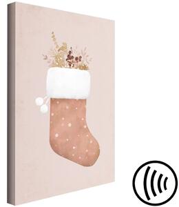 Obraz Pastelové Vánoce - slavnostní ponožka s větvičkami rostlin