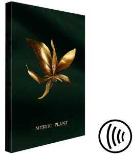 Obraz Mystická rostlina (1-dílný) - krajina se zlatými listy na černém pozadí