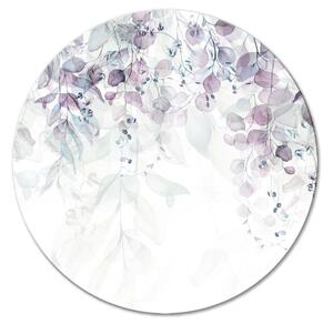 Kulatý obraz Lilásová rostlina - průhledné různorodé fialové a granátové lístečky