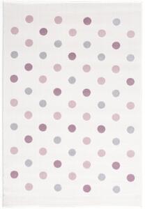 Livone Dětský koberec - krémový s puntíky barva: krémovo/růžová-stříbrnošedá, rozměr: 160 x 230 cm