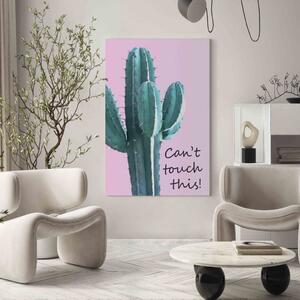 Obraz Nedotklivé! - Nápis na růžovém pozadí s kaktusem