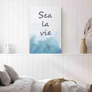 Obraz Sea la vie - Nápis na pozadí rozbouřených vln