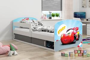 Dětská postel s úložným prostorem s matrací 80x160 ZÁVODNÍK 1 - bílá