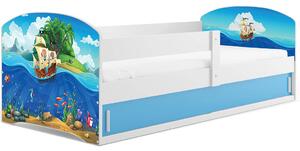 Dětská postel s úložným prostorem bez matrace 80x160 PIRÁTI 1 - bílá