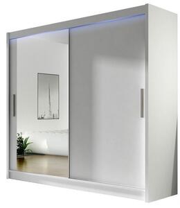 Šatní skříň 180 cm se zrcadlem a LED osvětlením ELADIO 6 - bílá