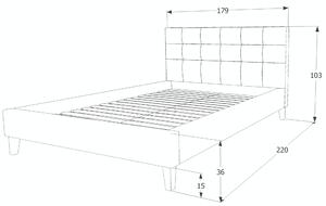Šedá čalouněná postel TEXAS 160 x 200 cm