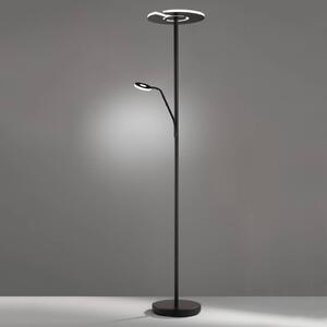 LED stojací lampa Dent, černá, kov, 180 cm, CCT, čtecí rameno
