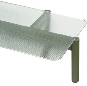 Noo.ma Skleněný konferenční stolek Kob se zelenou podnoží 116 x 61 cm