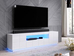 Televizní stolek s LED osvětlením ALLEN - lesklý bílý