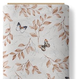 MIMOUŠEK Látka bavlněné plátno 153 g premium motýlci v listí
