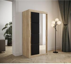 Šatní skříň s posuvnými dveřmi 100 cm TALIA - dub sonoma / černá
