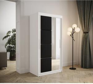 Šatní skříň s posuvnými dveřmi 100 cm TALIA - bílá / černá