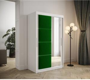 Šatní skříň s posuvnými dveřmi 120 cm TALIA - bílá / zelená