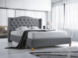 Šedá čalouněná postel ASPEN VELVET 180 x 200 cm
