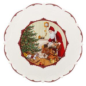 Tác/ talíř na cukroví Santa rozdává dárky, Ø 42 cm Toy's Fantasy Villeroy & Boch (Barva bílá + červená)