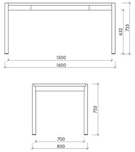 Noo.ma Fialový dubový jídelní stůl Yami 160 x 75 cm