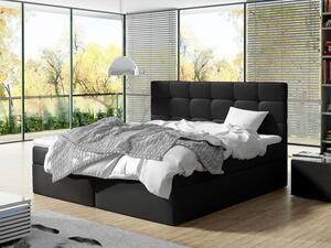 Kontinentální manželská postel 140x200 CAROLA - černá ekokůže + topper ZDARMA