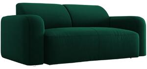 Lahvově zelená sametová dvoumístná pohovka MICADONI Greta 170 cm