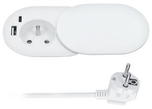 SOLIGHT Vestavná zásuvka s posuvným víčkem, USB A+C 20W PD, 2m, matná bílá